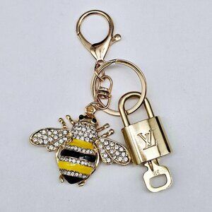 Authentic Louis Vuitton Lock & Key with unbranded Bee Bagcharm, Keychain